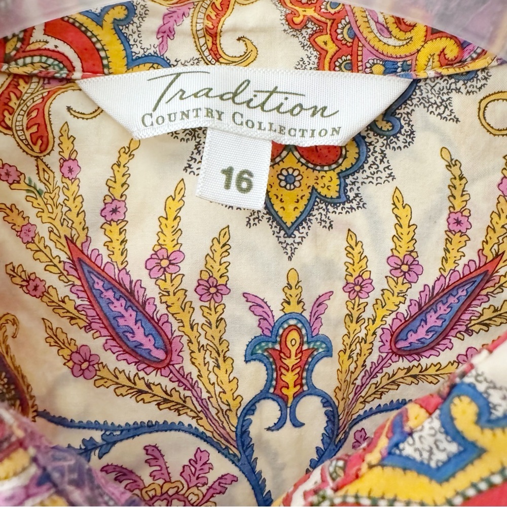 Vintage Floral Paisley Pattern Boho Festival Hippie Button Down Shirt Blouse - Picture 4 of 16